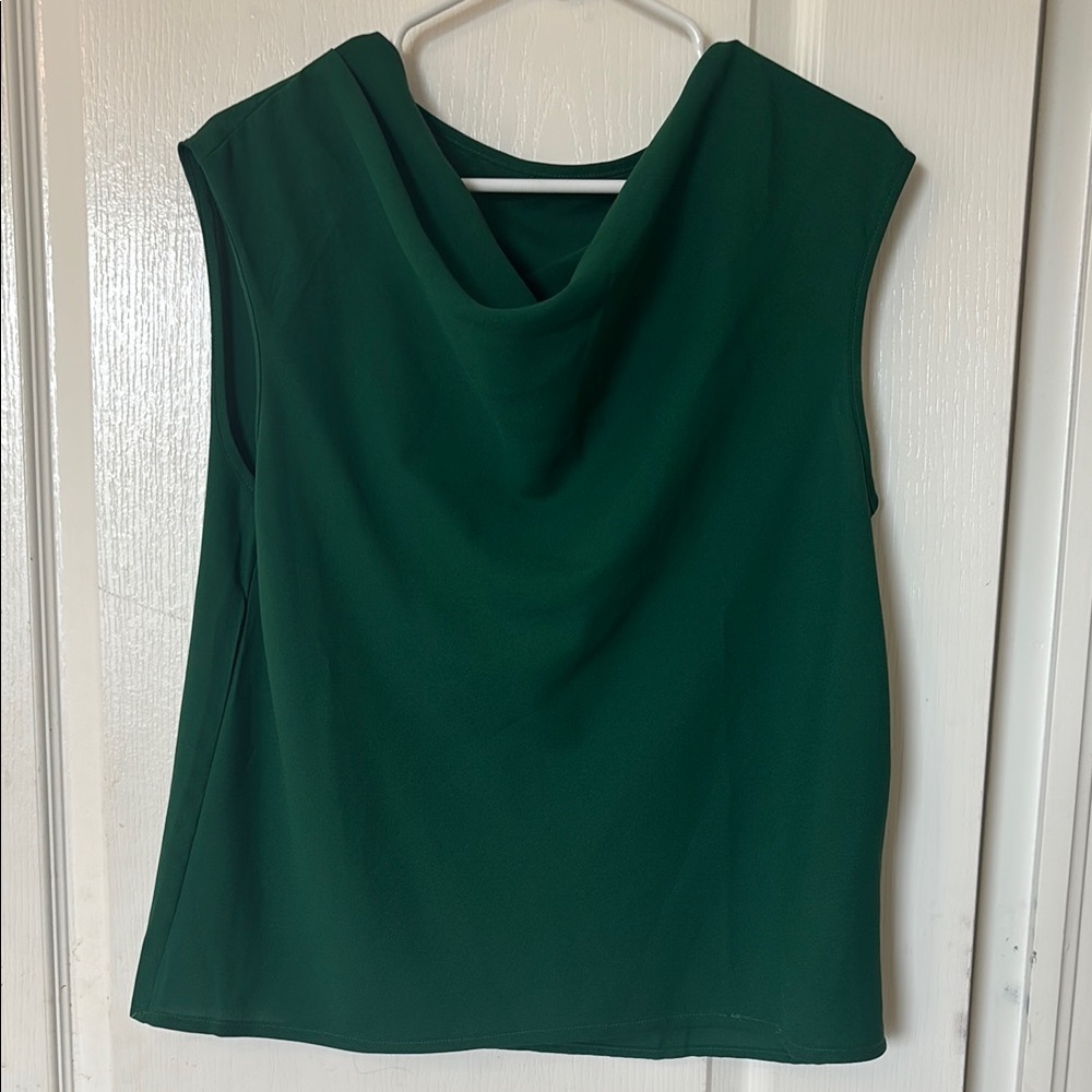 Green Sheath Cowl Neck Top